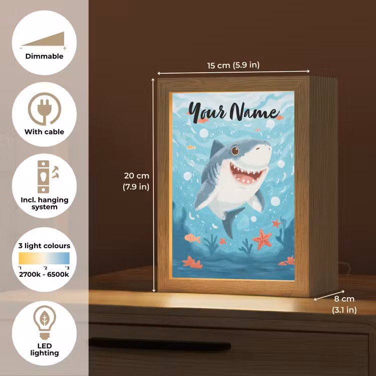 Haai - Vissen - Blauw - Onderwater Light Box met kabel (Kinderlampje) klein -USP_EN