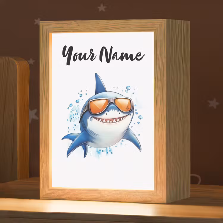 Haai - Zonnebril - Blauw - Water Light Box met kabel (Kinderlampje) klein -zzz_3d_website