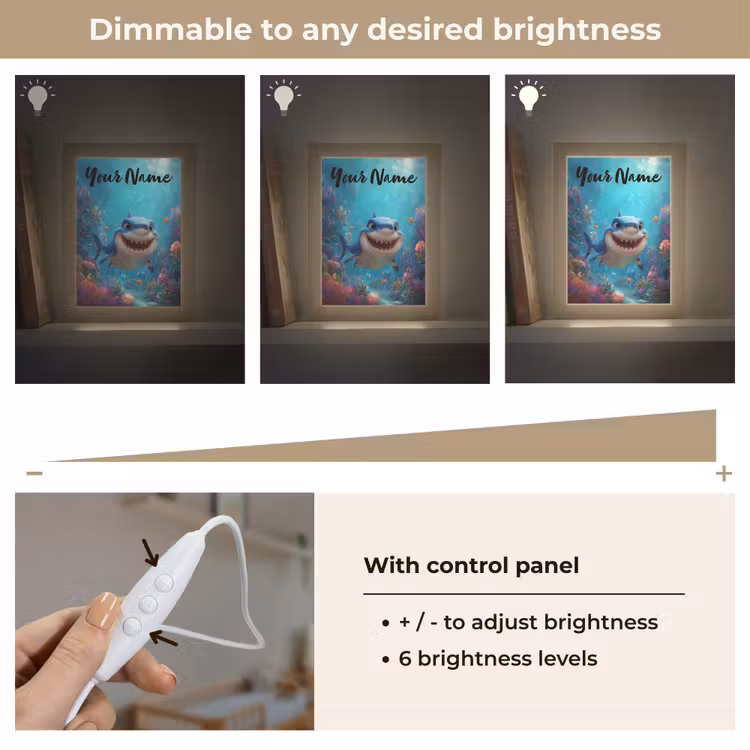Haai - Onderwaterwereld - Oceaan Light Box met kabel (Kinderlampje) klein -USP_dimbaarEN