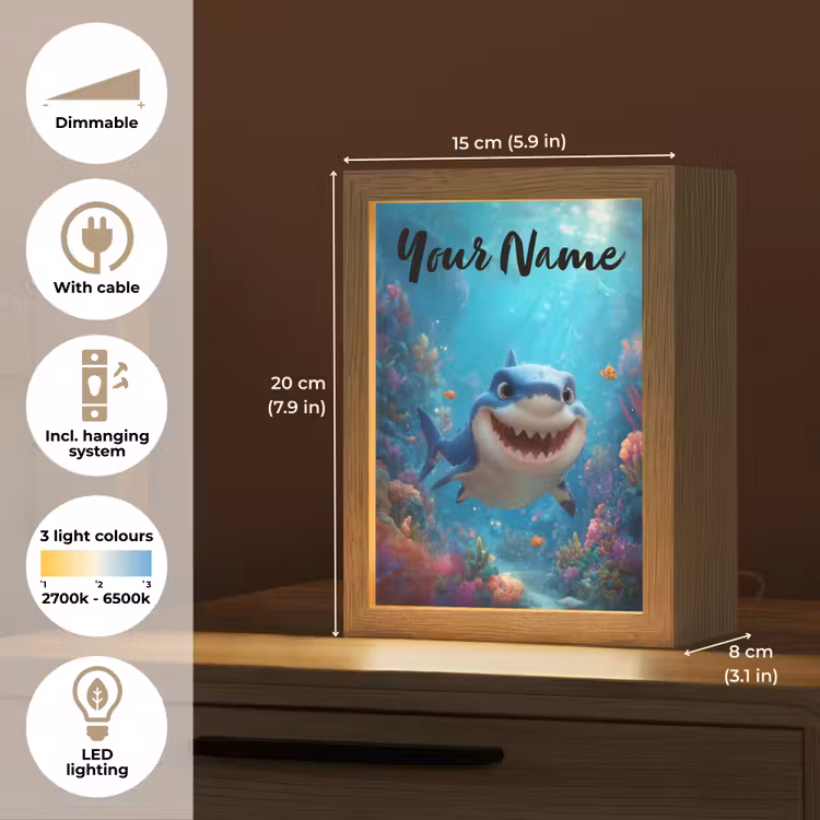 Haai - Onderwaterwereld - Oceaan Light Box met kabel (Kinderlampje) klein -USP_EN
