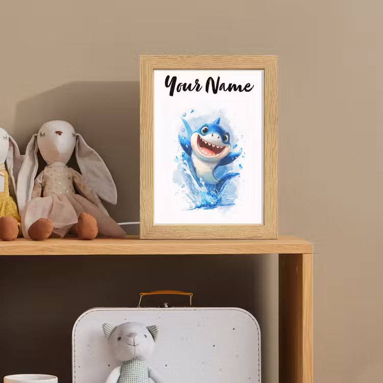 Haai - Water - Blauw Light Box met kabel (Kinderlampje) klein -sfeer2_kind