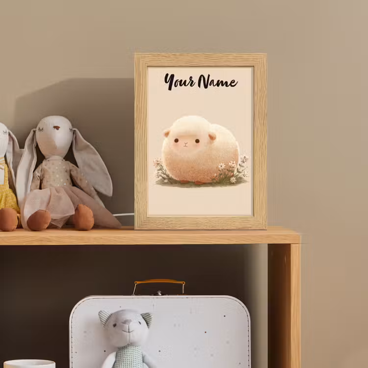 Schaap - Beige - Bloemen Light Box met kabel (Kinderlampje) klein -sfeer2_kind