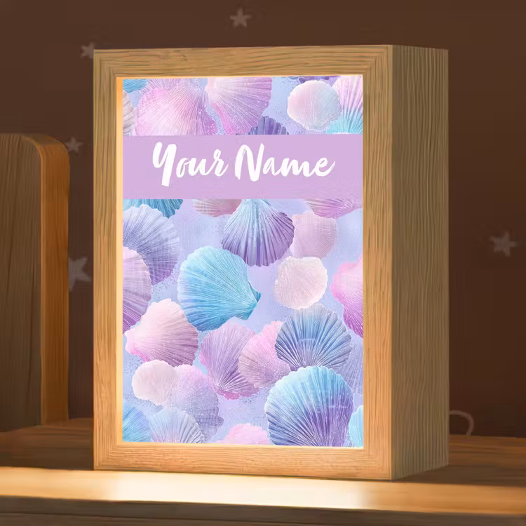 Schelpen - Paars - Blauw - Patroon Light Box met kabel (Kinderlampje) klein -zzz_3d_website