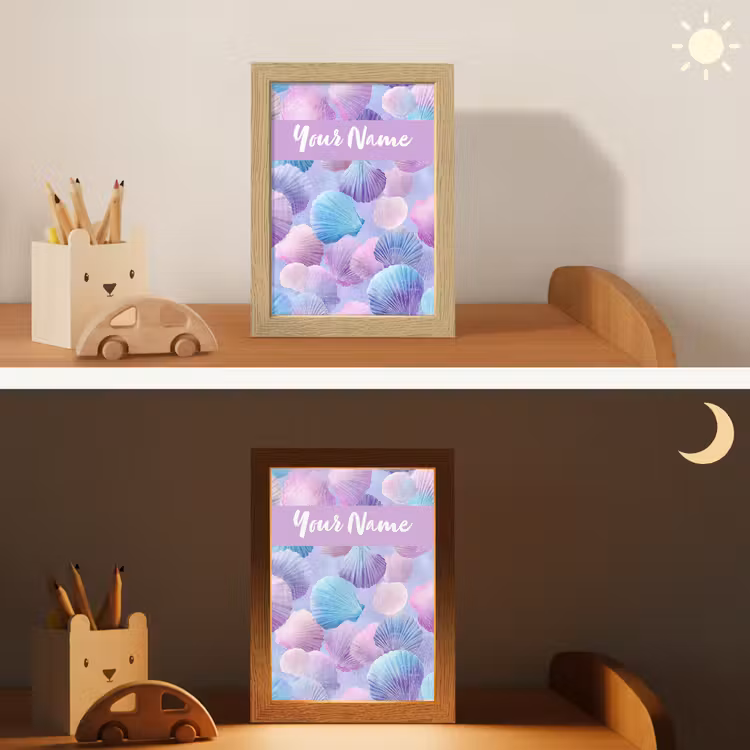 Schelpen - Paars - Blauw - Patroon Light Box met kabel (Kinderlampje) klein -sfeer3_kind