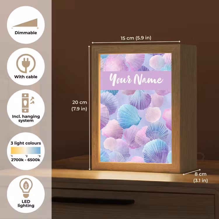 Schelpen - Paars - Blauw - Patroon Light Box met kabel (Kinderlampje) klein -USP_EN
