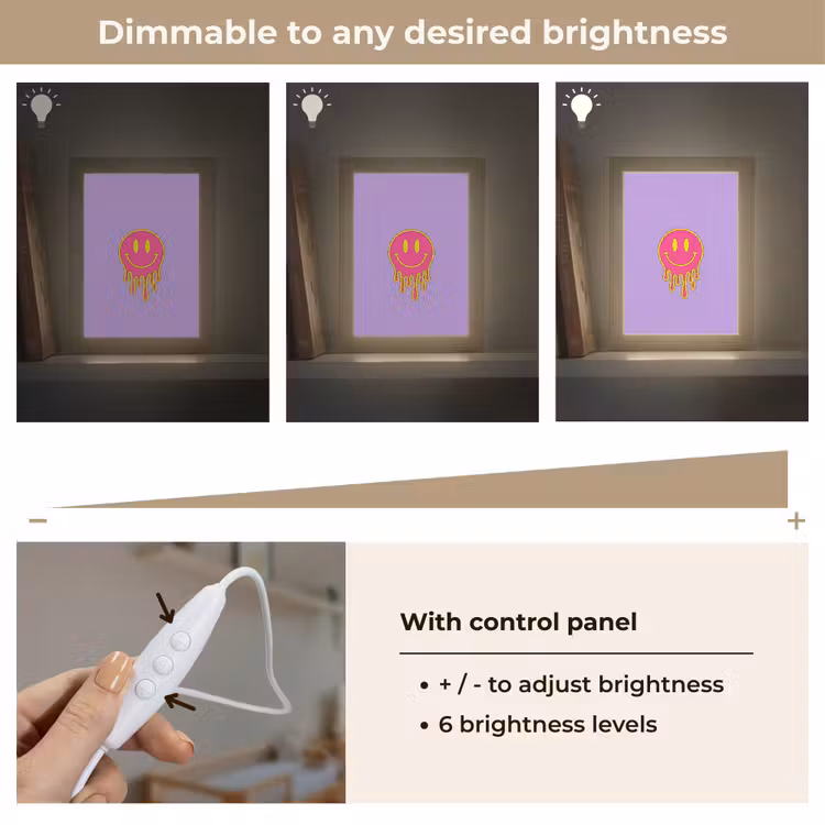 Smiley - Drip - Neon Light Box met kabel (Kinderlampje) klein -USP_dimbaarEN