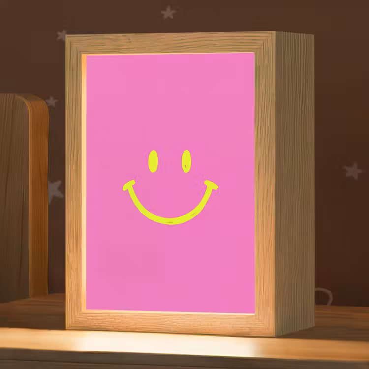 Smiley - Vrolijk - Roze Light Box met kabel (Kinderlampje) klein -zzz_3d_website