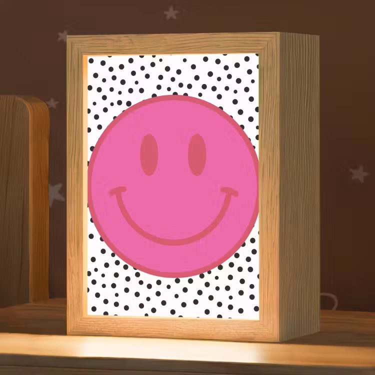 Smiley - Roze - Stippen Light Box met kabel (Kinderlampje) klein -zzz_3d_website