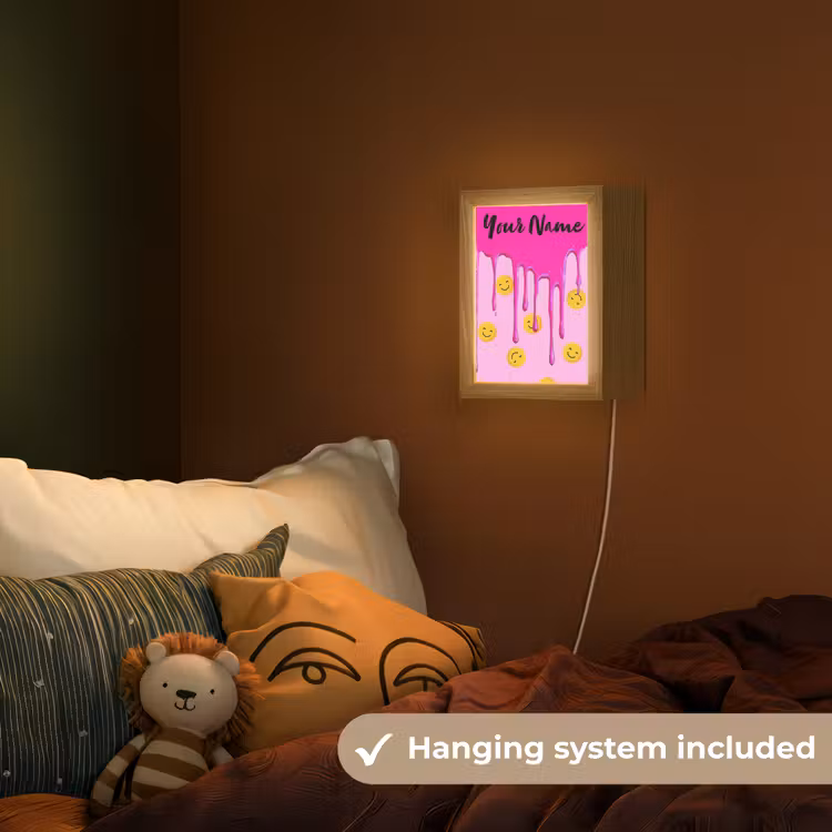 Smiley - Roze - Glazuur Light Box met kabel (Kinderlampje) klein -sfeer5_kind_EN