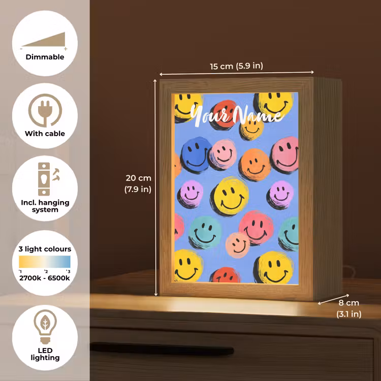 Smileys - Kleurrijk Light Box met kabel (Kinderlampje) klein -USP_EN