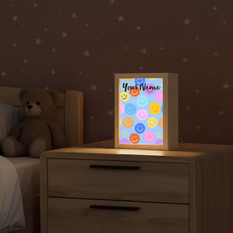 Smileys - Kleurrijk - Grappig Light Box met kabel (Kinderlampje) klein -sfeer1_kind