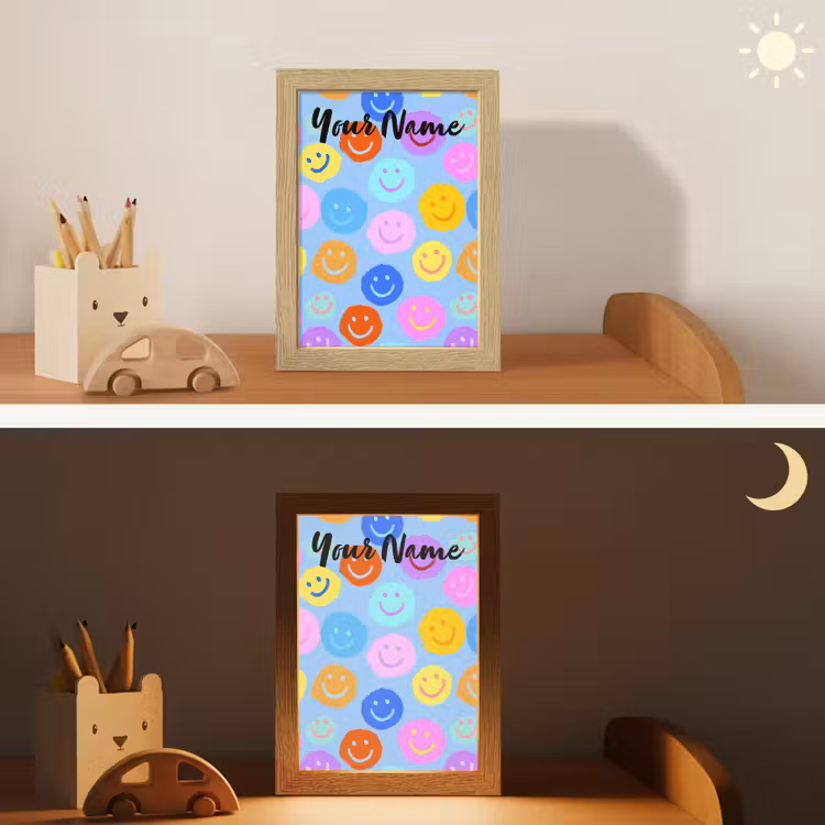 Smileys - Kleurrijk - Grappig Light Box met kabel (Kinderlampje) klein -sfeer3_kind