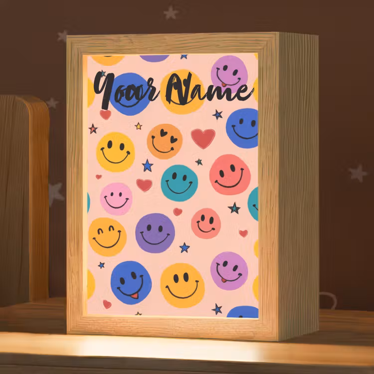 Smileys - Kleurrijk - Hartjes Light Box met kabel (Kinderlampje) klein -zzz_3d_website