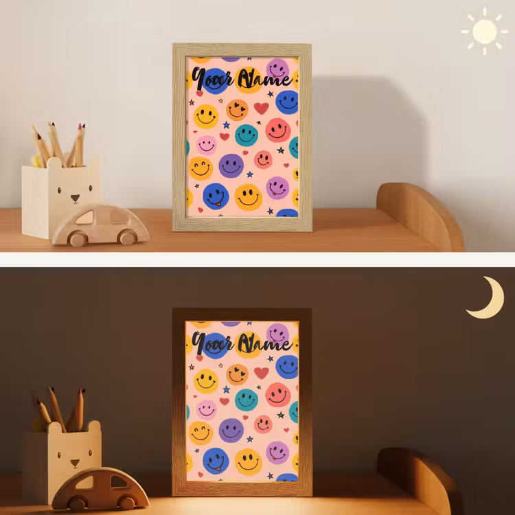 Smileys - Kleurrijk - Hartjes Light Box met kabel (Kinderlampje) klein -sfeer3_kind