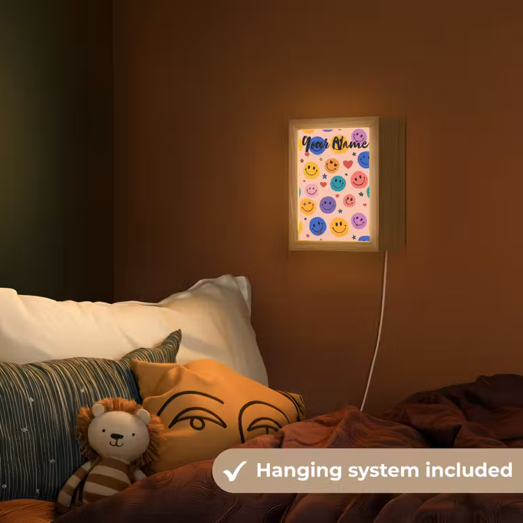 Smileys - Kleurrijk - Hartjes Light Box met kabel (Kinderlampje) klein -sfeer5_kind_EN