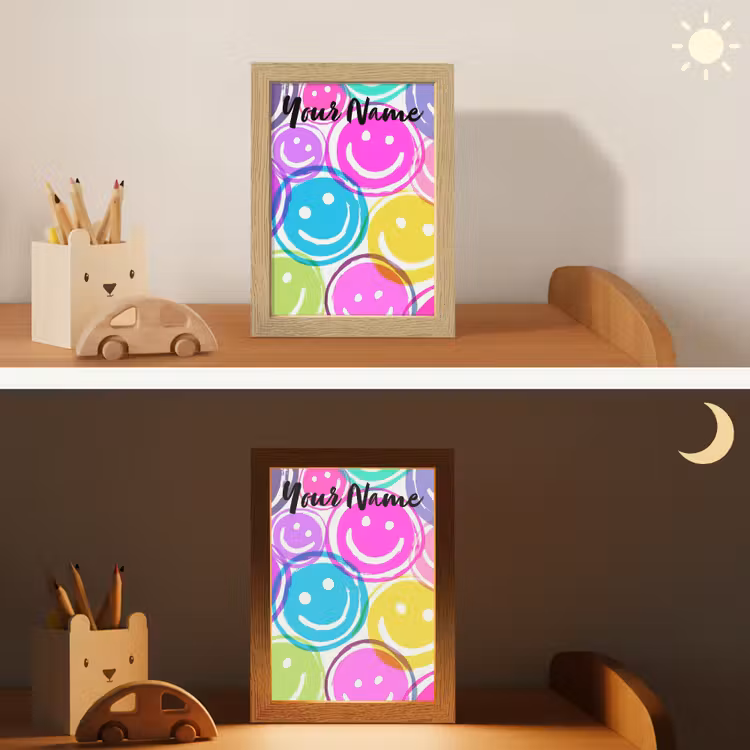Smileys - Kleurrijk - Neon Light Box met kabel (Kinderlampje) klein -sfeer3_kind