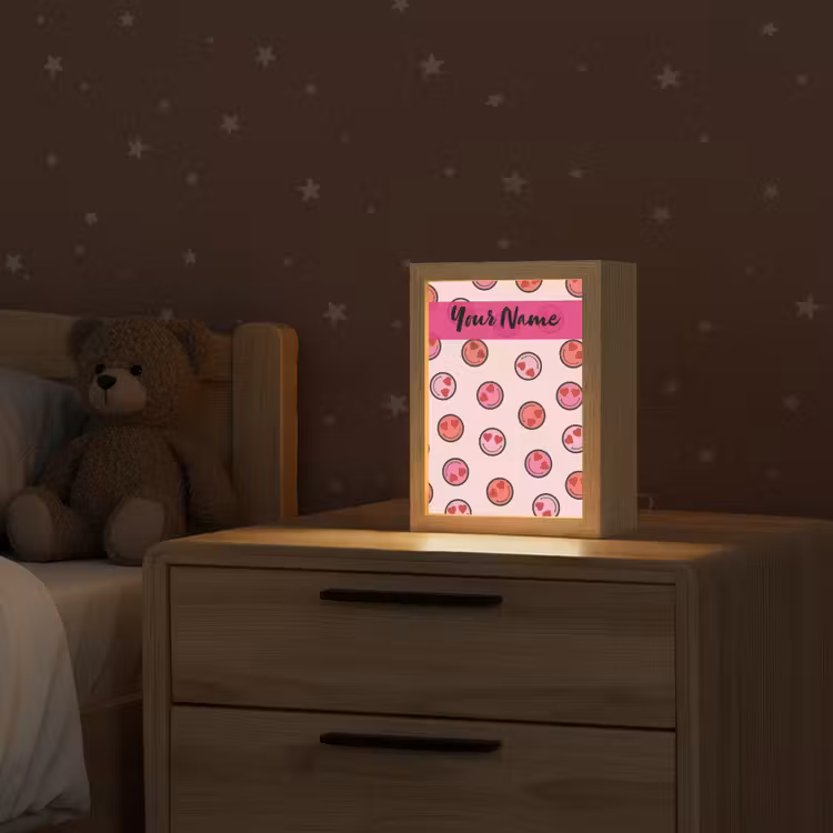 Smileys - Hartjes - Roze Light Box met kabel (Kinderlampje) klein -sfeer1_kind