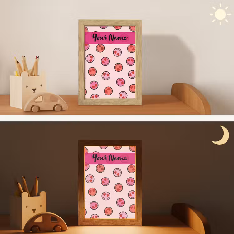 Smileys - Hartjes - Roze Light Box met kabel (Kinderlampje) klein -sfeer3_kind