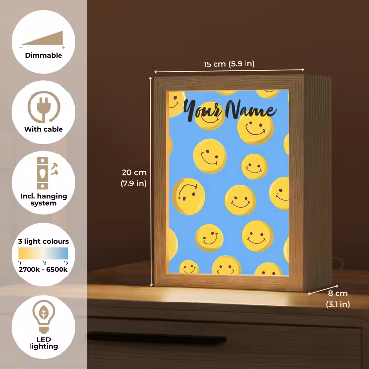 Smileys - Geel - Blauw Light Box met kabel (Kinderlampje) klein -USP_EN