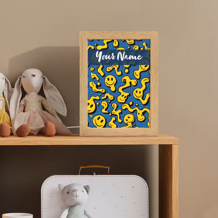 Smileys - Geel - Blauw Light Box met kabel (Kinderlampje) klein -sfeer2_kind