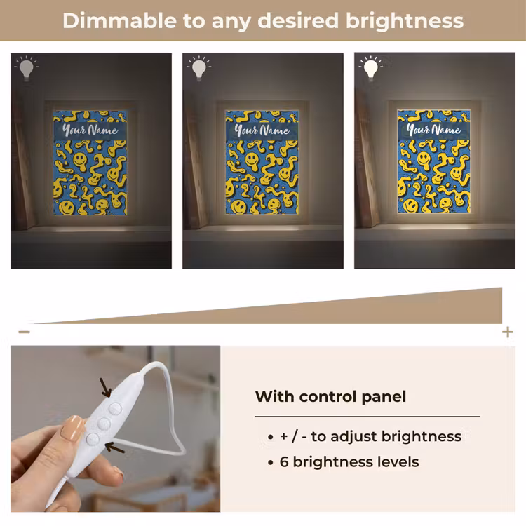 Smileys - Geel - Blauw Light Box met kabel (Kinderlampje) klein -USP_dimbaarEN