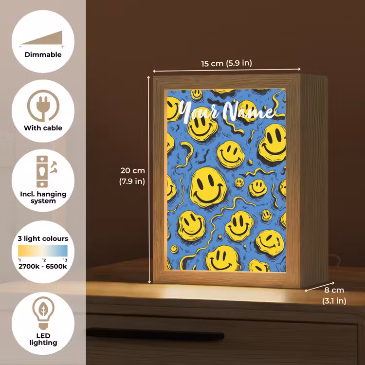 Smileys - Geel - Blauw Light Box met kabel (Kinderlampje) klein -USP_EN