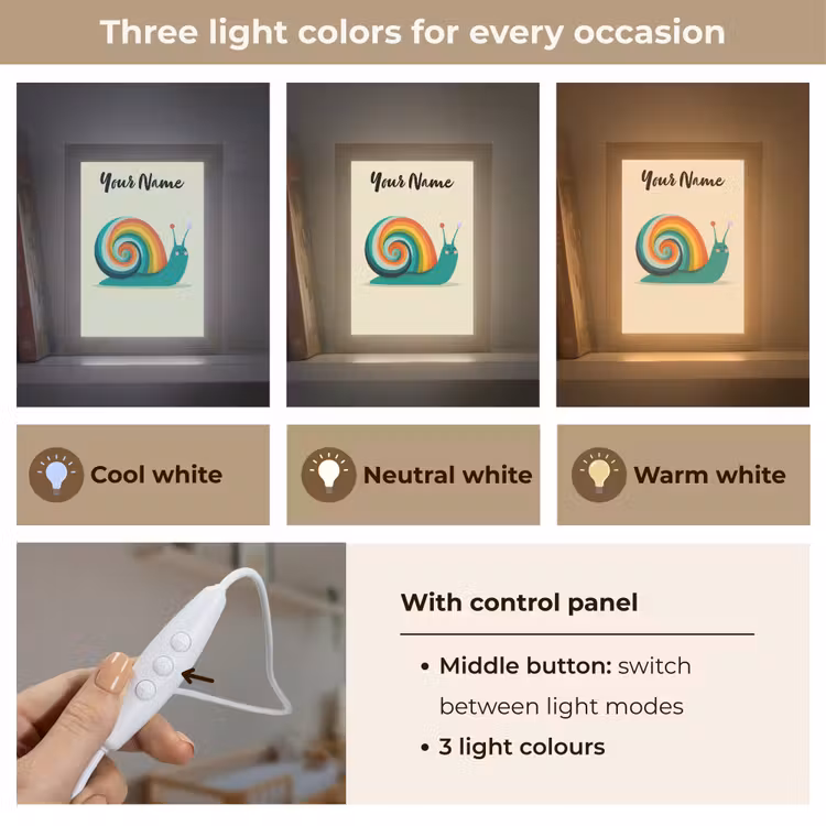 Slak - Regenboogschild - Groen Light Box met kabel (Kinderlampje) klein -USP_lichtkleurEN