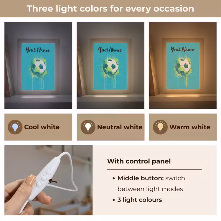 Voetbal - Abstract - Verfspatten - Groen Light Box met kabel (Kinderlampje) klein -USP_lichtkleurEN