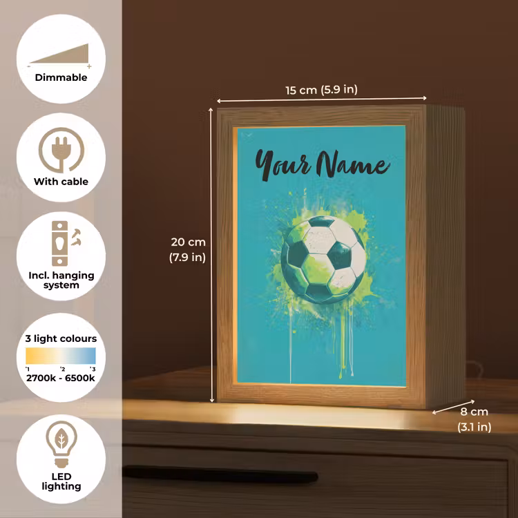 Voetbal - Abstract - Verfspatten - Groen Light Box met kabel (Kinderlampje) klein -USP_EN
