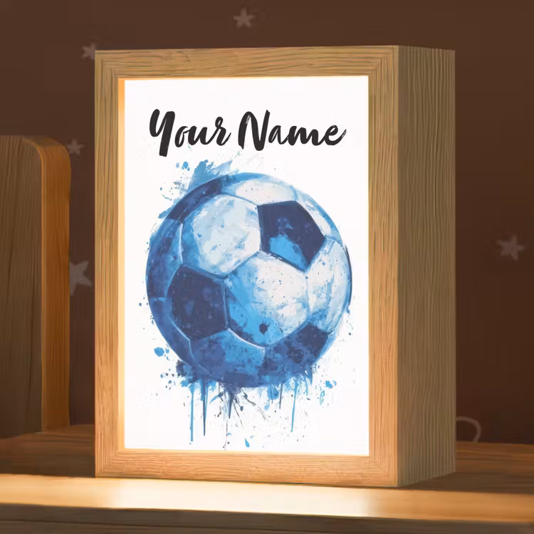 Voetbal - Blauw - Inkt - Spatten Light Box met kabel (Kinderlampje) klein -zzz_3d_website
