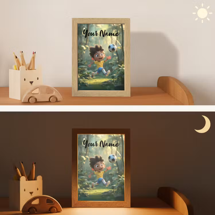 Voetbal - Jongen - Bos Light Box met kabel (Kinderlampje) klein -sfeer3_kind