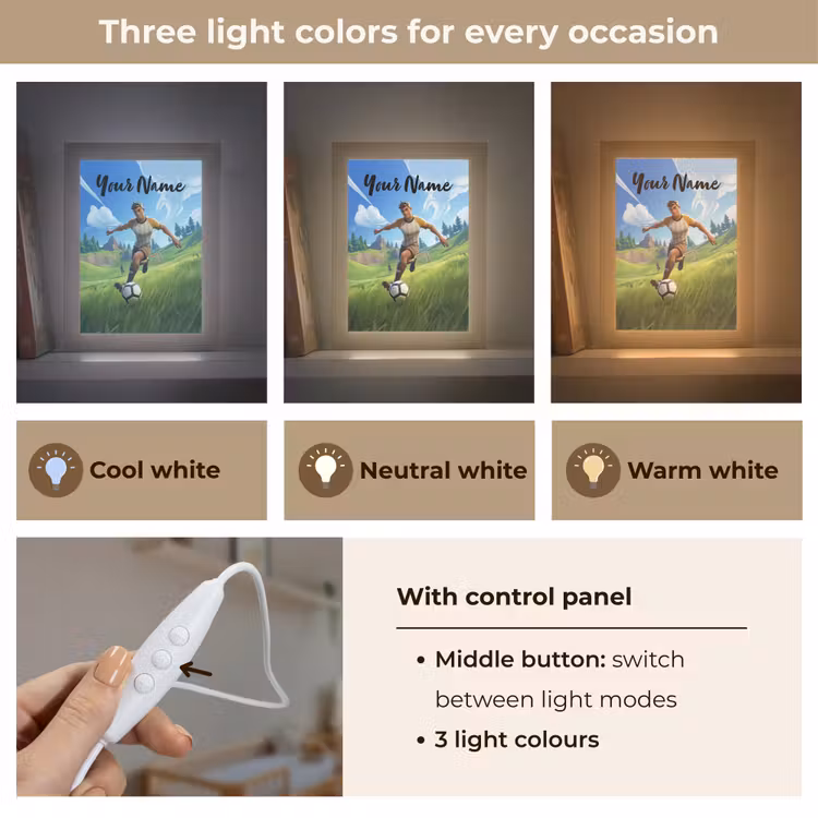 Voetbal - Jongen - Goal - Voetbaltenue Light Box met kabel (Kinderlampje) klein -USP_lichtkleurEN