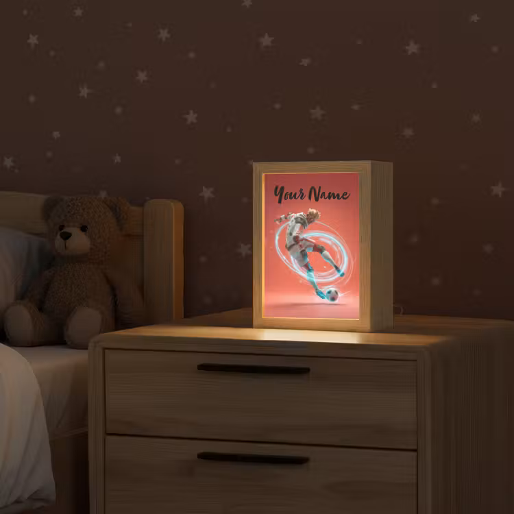 Voetbal - Jongen - Rood - Lichtcirkel Light Box met kabel (Kinderlampje) klein -sfeer1_kind