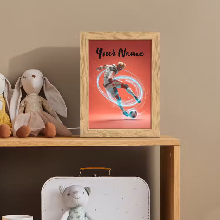 Voetbal - Jongen - Rood - Lichtcirkel Light Box met kabel (Kinderlampje) klein -sfeer2_kind