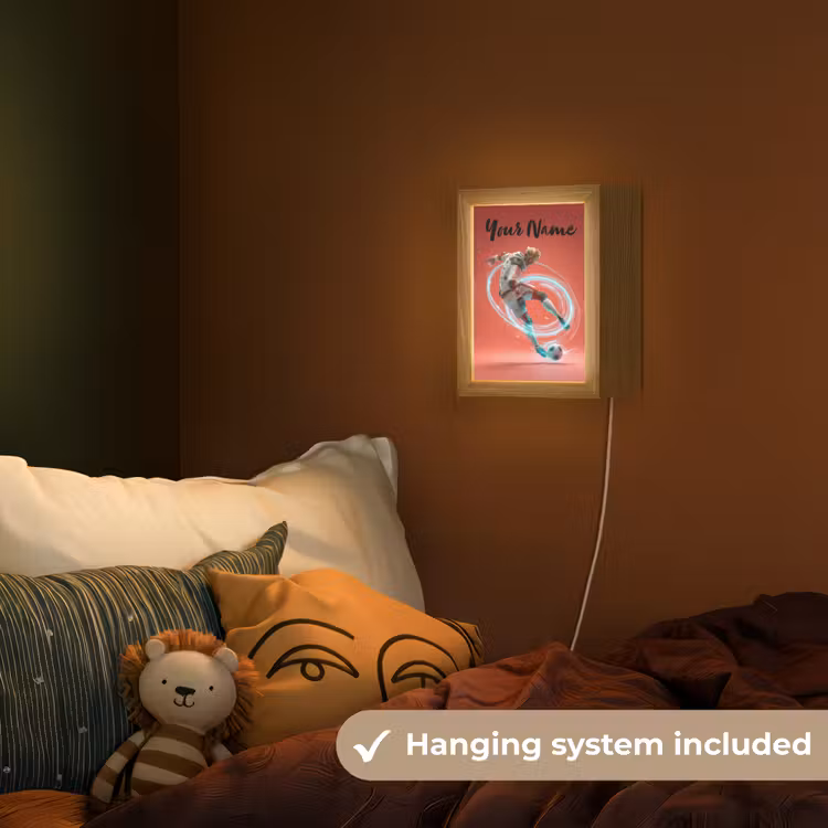 Voetbal - Jongen - Rood - Lichtcirkel Light Box met kabel (Kinderlampje) klein -sfeer5_kind_EN