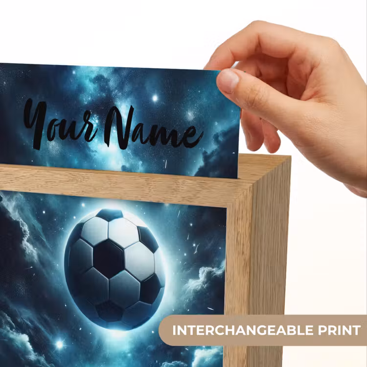 Voetbal - Galaxy - Ruimte - Sport - Blauw Light Box met kabel (Kinderlampje) klein -USP_websiteprintEN