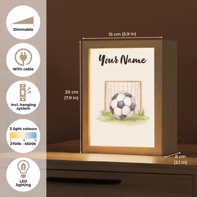 Voetbal - Goal - Gras - Beige Light Box met kabel (Kinderlampje) klein -USP_EN