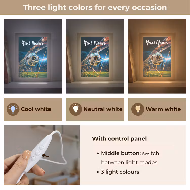 Voetbal - Goal - Sport - Jongens Light Box met kabel (Kinderlampje) klein -USP_lichtkleurEN