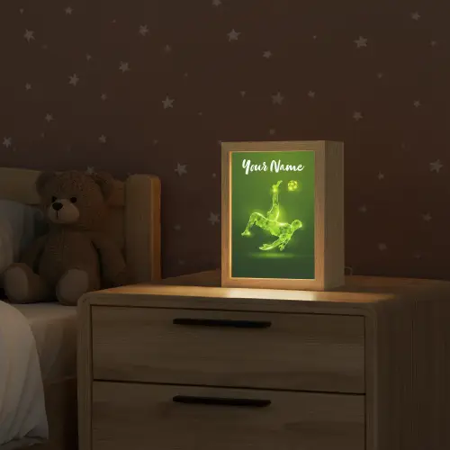 Voetbal - Groen - Omhaal Light Box met kabel (Kinderlampje) klein -sfeer1_kind