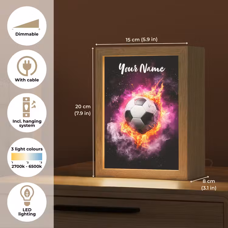 Voetbal - Roze - Vuur Light Box met kabel (Kinderlampje) klein -USP_EN