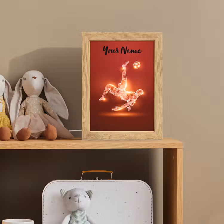 Voetballer - Omhaal - Rood - Neon Light Box met kabel (Kinderlampje) klein -sfeer2_kind