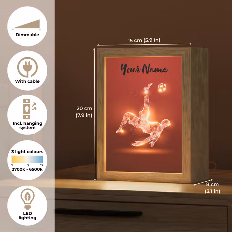 Voetballer - Omhaal - Rood - Neon Light Box met kabel (Kinderlampje) klein -USP_EN