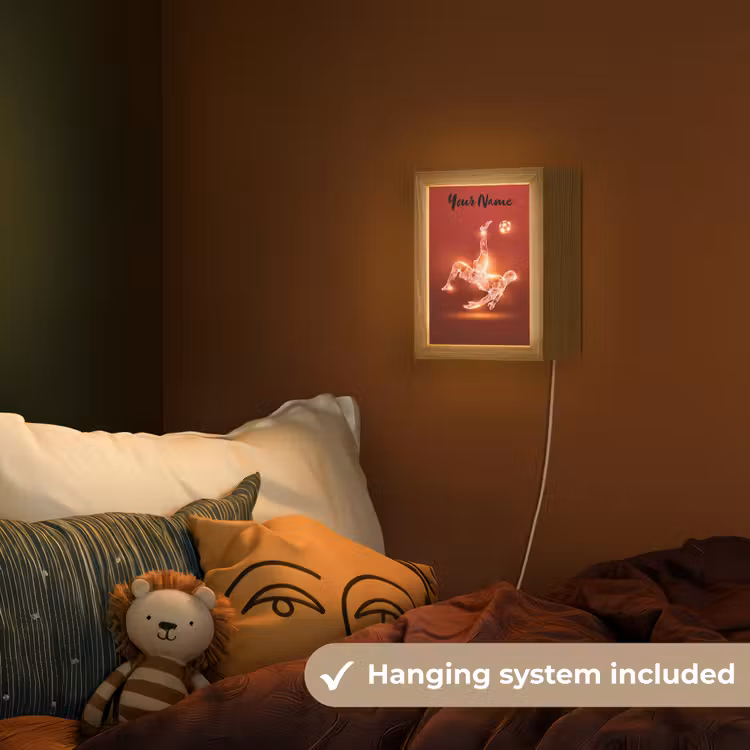 Voetballer - Omhaal - Rood - Neon Light Box met kabel (Kinderlampje) klein -sfeer5_kind_EN