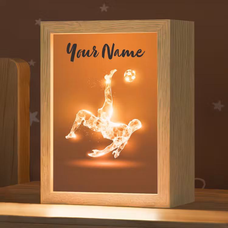 Voetballer - Oranje - Voetbal - Omhaal Light Box met kabel (Kinderlampje) klein -zzz_3d_website