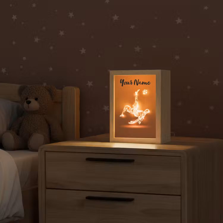 Voetballer - Oranje - Voetbal - Omhaal Light Box met kabel (Kinderlampje) klein -sfeer1_kind
