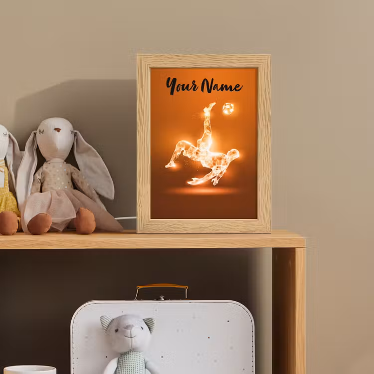 Voetballer - Oranje - Voetbal - Omhaal Light Box met kabel (Kinderlampje) klein -sfeer2_kind