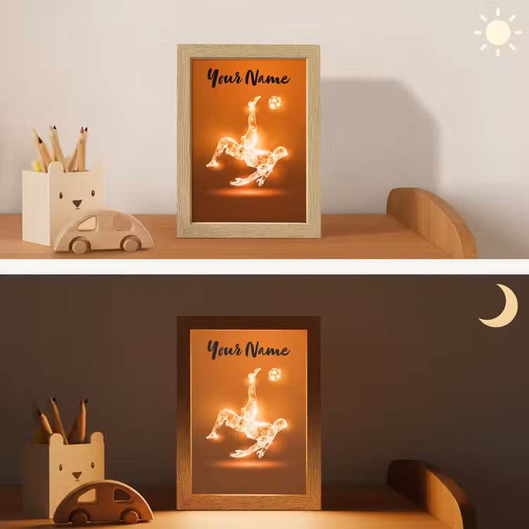 Voetballer - Oranje - Voetbal - Omhaal Light Box met kabel (Kinderlampje) klein -sfeer3_kind
