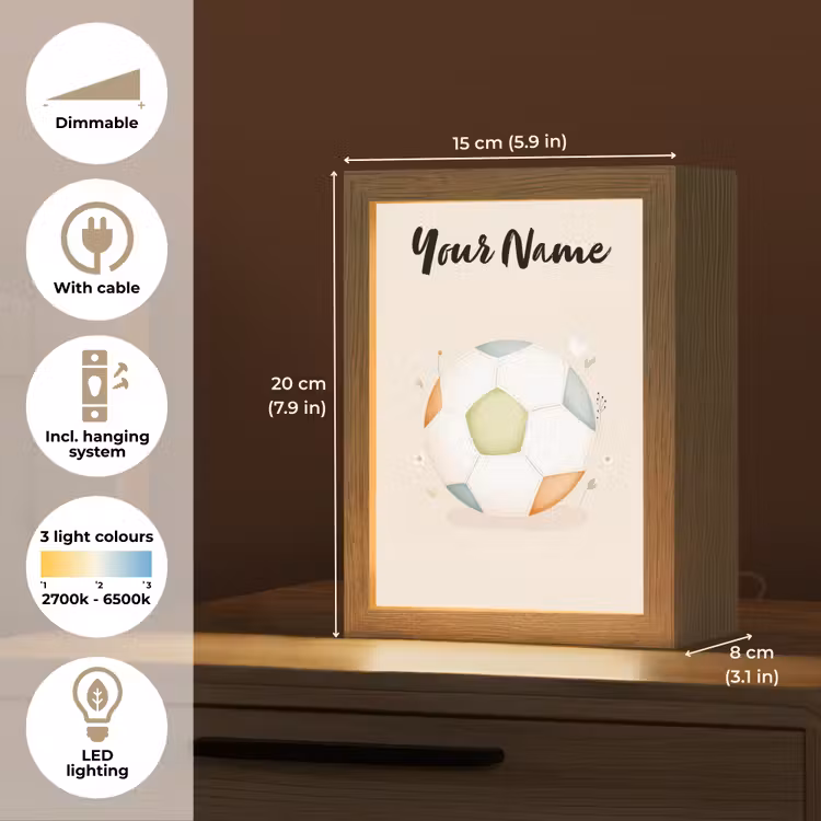 Voetbal - Rond - Pastel Light Box met kabel (Kinderlampje) klein -USP_EN