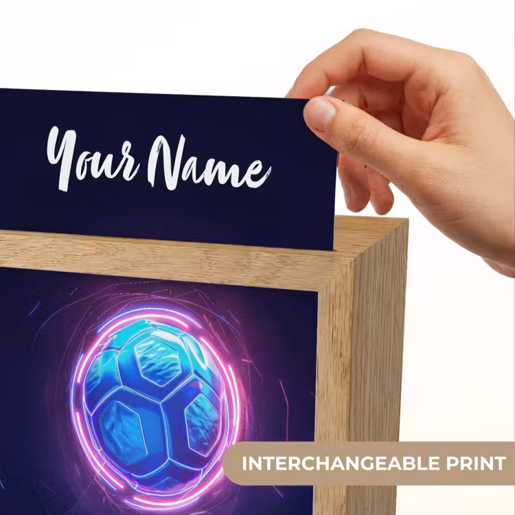Voetbal - Sport - Blauw - Paars Light Box met kabel (Kinderlampje) klein -USP_websiteprintEN