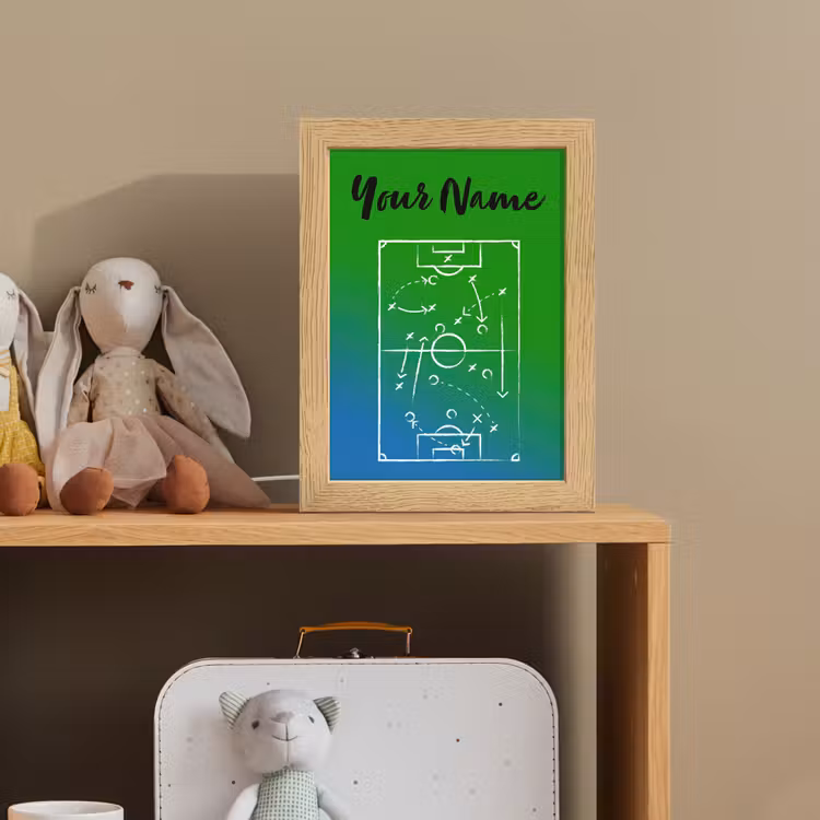 Voetbal - Tactiek - Spel - Groen - Blauw Light Box met kabel (Kinderlampje) klein -sfeer2_kind